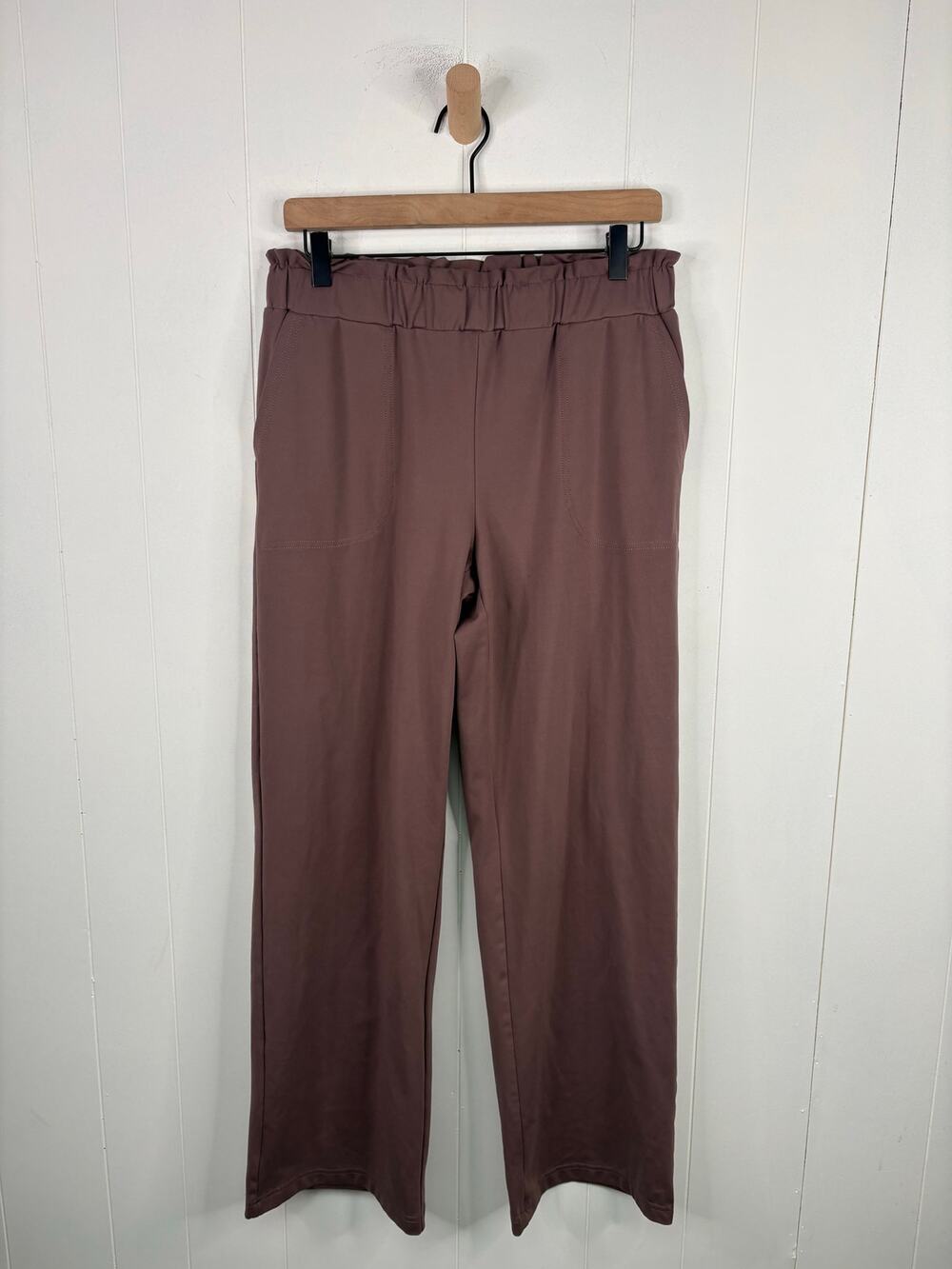 Joie Mauve Paperbag Straight Leg Pants Medium High Rise Pull On
